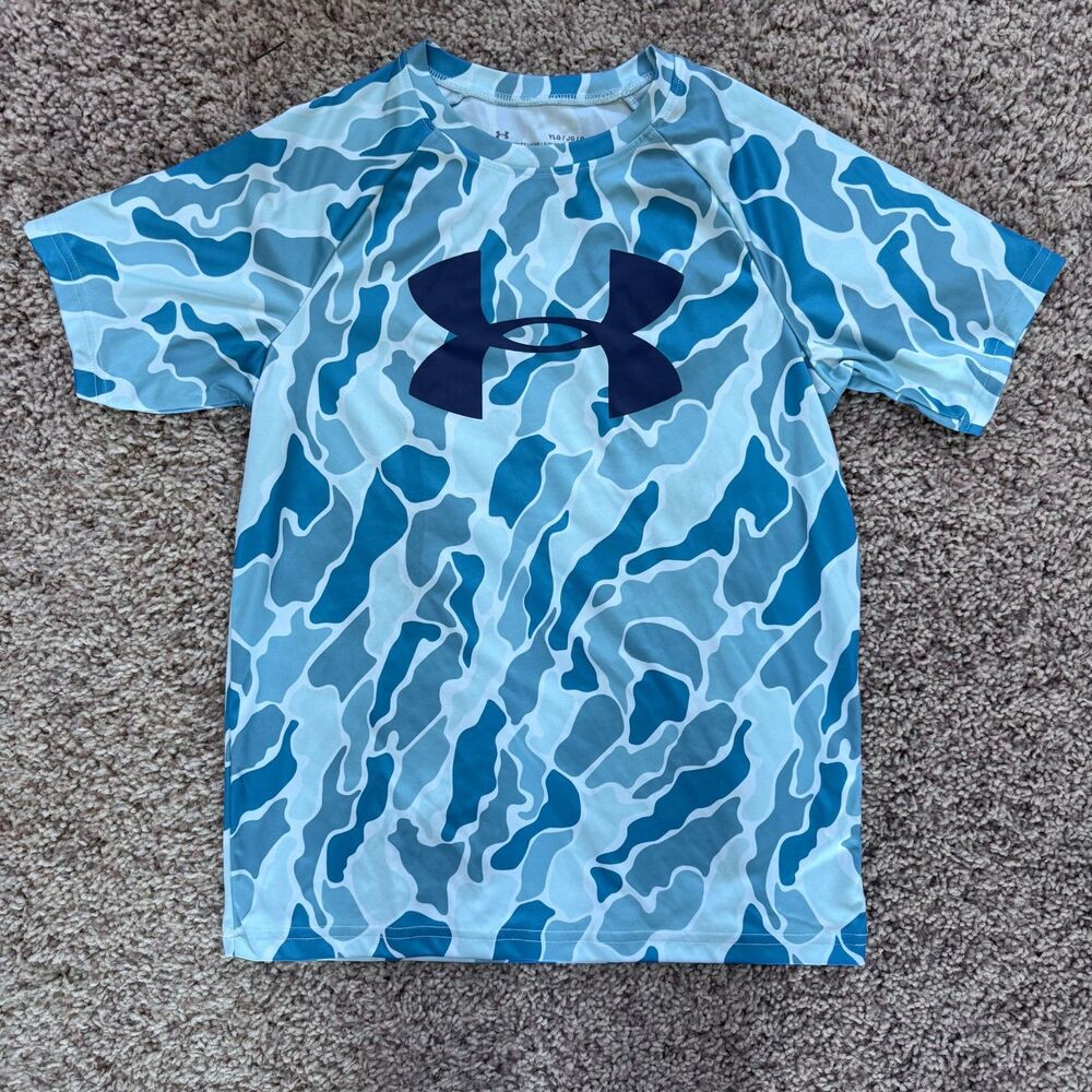 under armour boy size large shirt top tee YOUTH camo